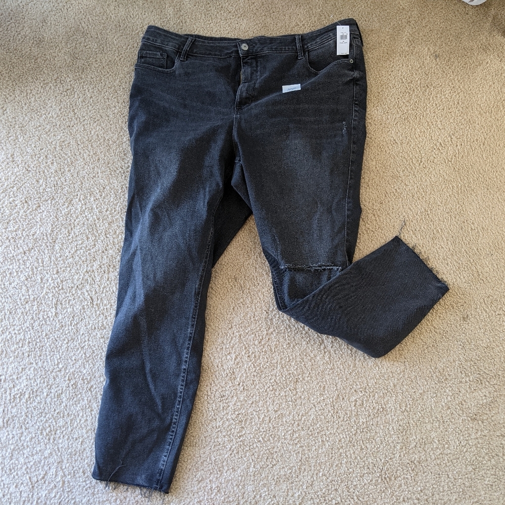 NWT Old Navy Extra High-Waisted Stretch Plus Long Size 22 Skinny Ripped Jeans